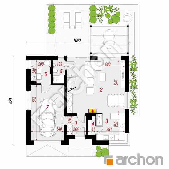Проект будинку ARCHON+ Будинок в аммобіумі План першого поверху