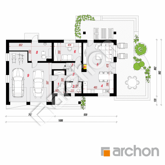 Проект будинку ARCHON+ Будинок в айдаредах 7 (Г2) План першого поверху