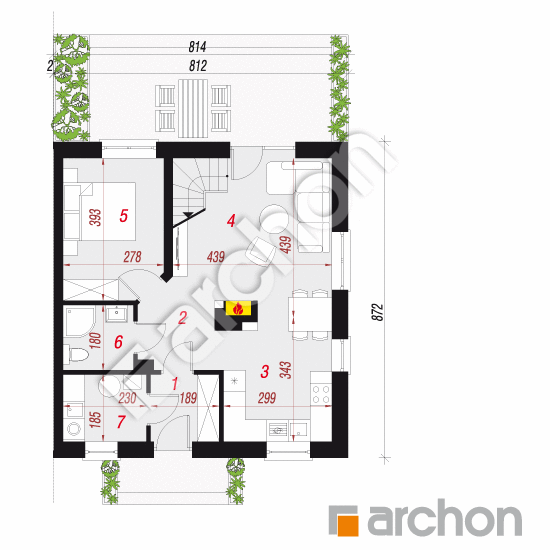 Проект будинку ARCHON+ Будинок в суниці 2 вер. 2 План першого поверху