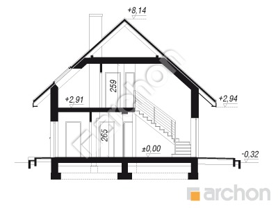 Проект дома ARCHON+ Дом в землянике 2 вер.2 Розріз будинку