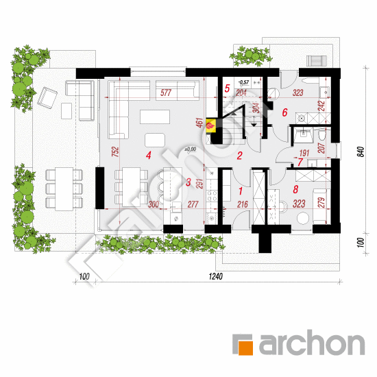 Проект будинку ARCHON+ Будинок в шишковиках 8 План першого поверху
