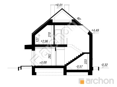 Проєкт будинку ARCHON+ Будинок в шишковиках 8 Розріз будинку