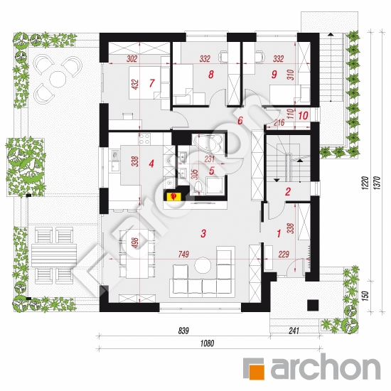 Проект дома ARCHON+ Дом в сирени 7 (П) План першого поверху