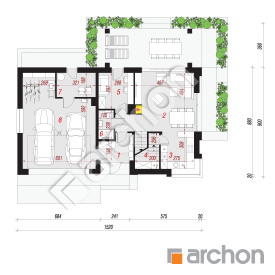Проект будинку ARCHON+ Будинок в малинівці 9 (Г2) План першого поверху