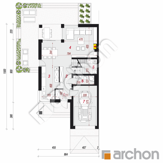 Проект дома ARCHON+ Вилла Юлия 9 (Б) План першого поверху