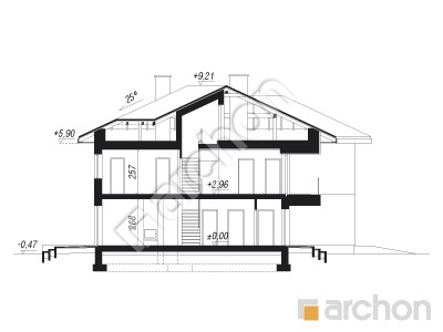 Проєкт будинку ARCHON+ Вілла Юлія 9 (Б) Розріз будинку