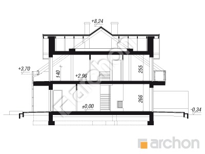 Проєкт будинку ARCHON+ Будинок в клематисах 21 (Б) вер. 2 Розріз будинку