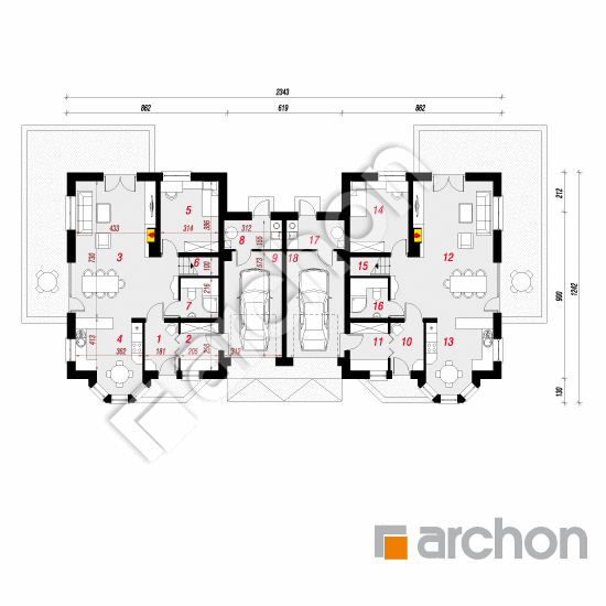 Проект дома ARCHON+ Дом под фисташковым деревом 2 (Р2) План першого поверху