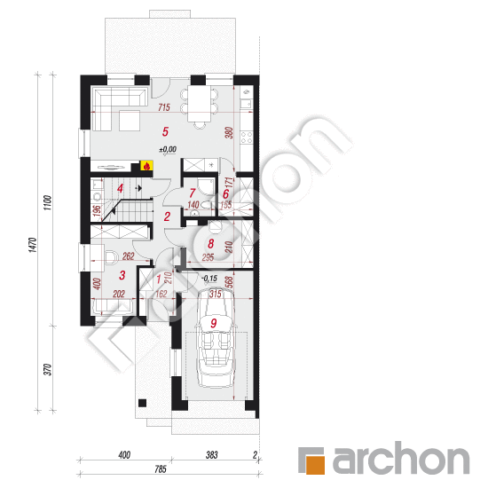 Проект дома ARCHON+ Дом в звездочнике (Б) вер. 2 План першого поверху