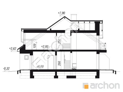 Проєкт будинку ARCHON+ Будинок в клематисах 17 (Б) вер. 2 Розріз будинку