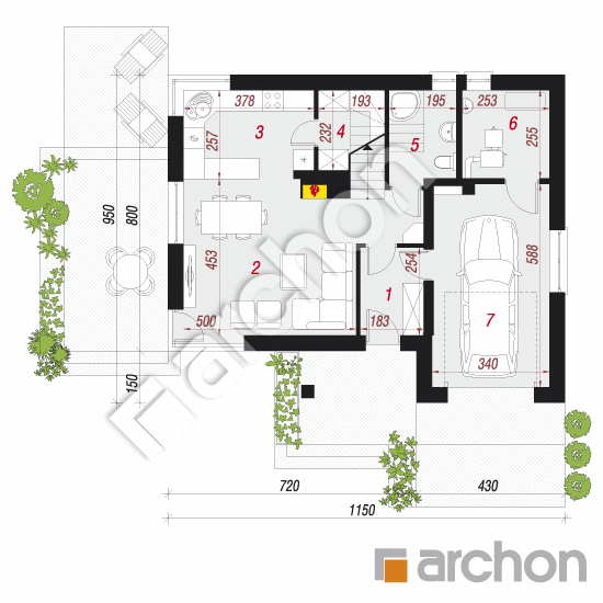 Проект дома ARCHON+ Дом в журавках 3 (Т) План першого поверху