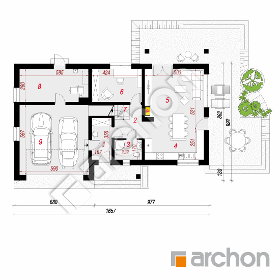 Проект будинку ARCHON+ Будинок в айдаредах 2 (Г2) вер. 2 План першого поверху
