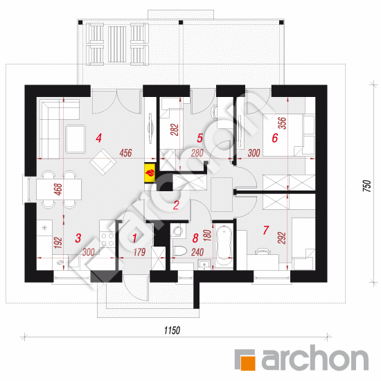 Проект будинку ARCHON+ Будинок в коручках 3 (А) План першого поверху
