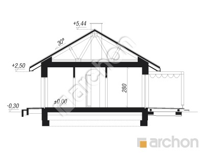 Проєкт будинку ARCHON+ Будинок в коручках 3 (А) Розріз будинку