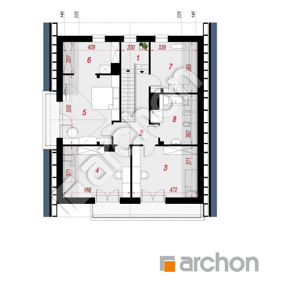 Проект будинку ARCHON+ Будинок в тим'яні 5 (Т) План мансандри