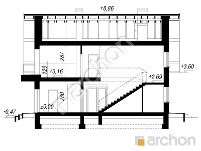 Проект дома ARCHON+ Дом в тимьяне 5 (Т) Розріз будинку