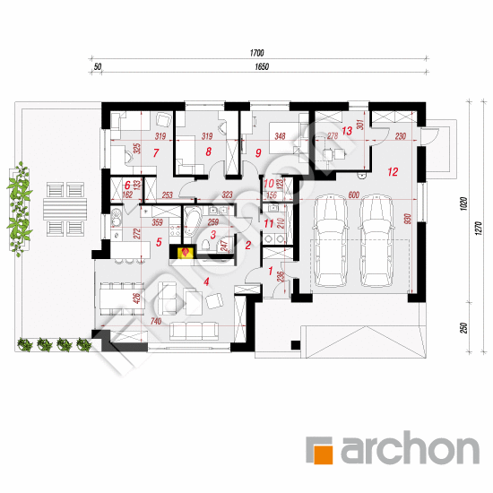 Проект будинку ARCHON+ Будинок в бузку 2 (Г2) План першого поверху