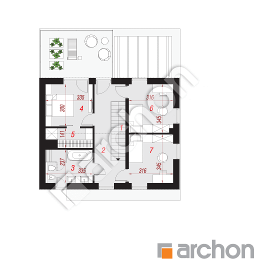 Проект будинку ARCHON+ Будинок в цитронах План мансандри