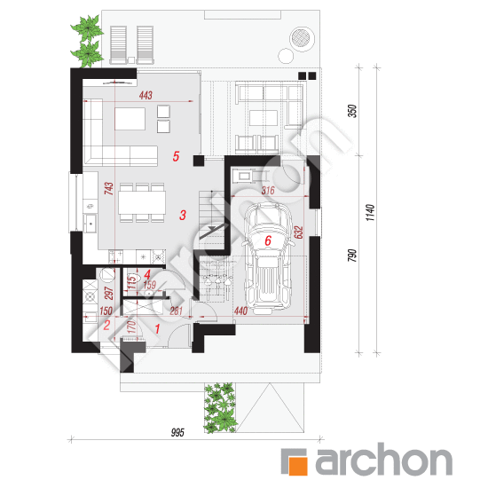 Проект будинку ARCHON+ Будинок в цитронах План першого поверху