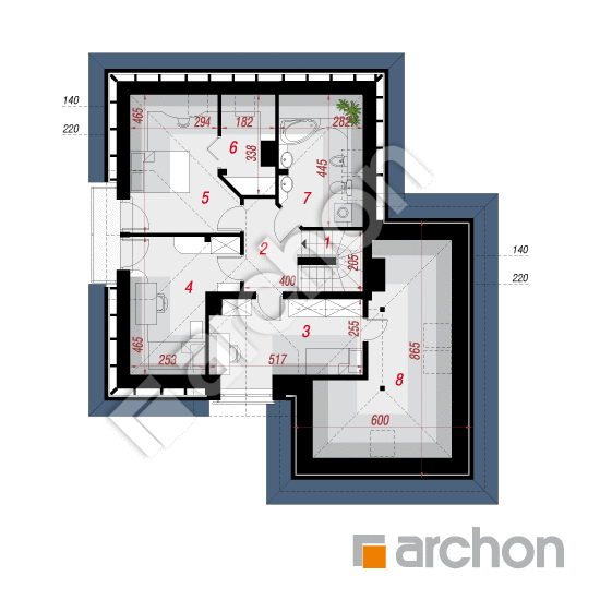 Проект дома ARCHON+ Дом в рукколе (Г2H) План мансандри