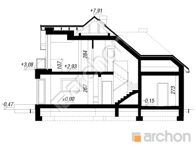 Проект дома ARCHON+ Дом в рукколе (Г2H) Розріз будинку