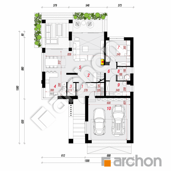 Проект будинку ARCHON+ Будинок в яскерах 5 (Г2) План першого поверху