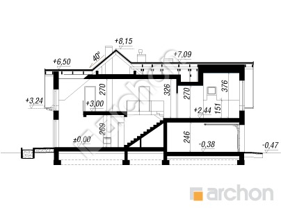 Проект дома ARCHON+ Дом в яскерах 5 (Г2) Розріз будинку