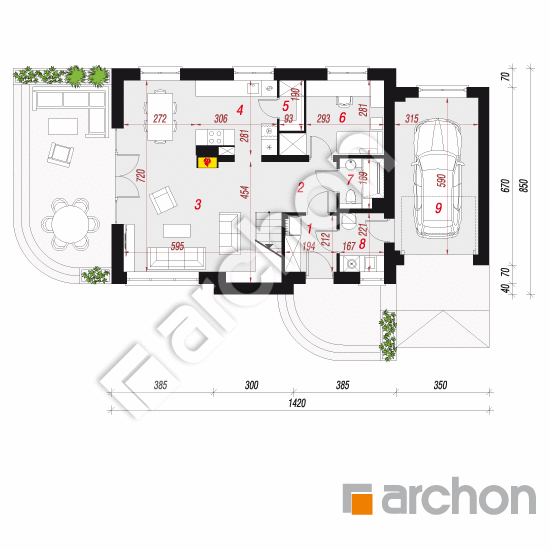Проект дома ARCHON+ Дом в солодках (Г) вер.2 План першого поверху