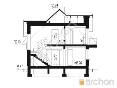 Проєкт будинку ARCHON+ Будинок в солодках (Г) вер.2 Розріз будинку