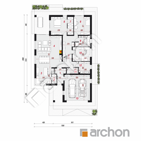Проект дома ARCHON+ Дом в ренклодах 7 (Г2) План першого поверху