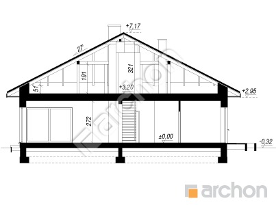 Проект дома ARCHON+ Дом в ренклодах 7 (Г2) Розріз будинку