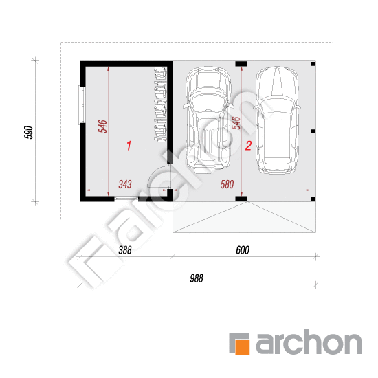 Проект будинку ARCHON+ Гаражний навіс В5 План першого поверху