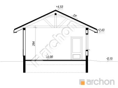 Проєкт будинку ARCHON+ Гаражний навіс В5 Розріз будинку