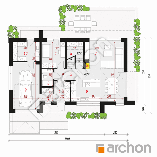 Проект дома ARCHON+ Дом в третомах 3 (Г) План першого поверху
