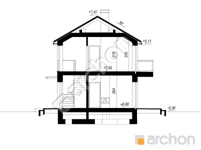 Проект дома ARCHON+ Дом в иберисах (Р2Б) вер.3 Розріз будинку