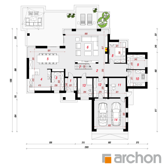 Проект будинку ARCHON+ Вілла Вероніка 4 План першого поверху