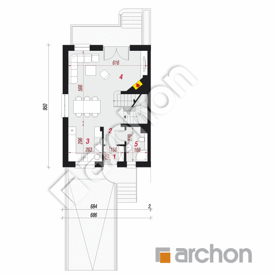 Проект дома ARCHON+ Дом в цикламенах 4 (ПБ) вер.3 План першого поверху