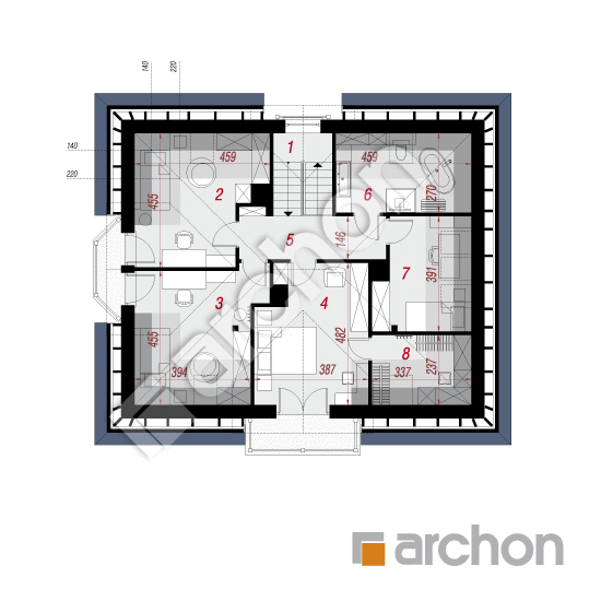 Проект будинку ARCHON+ Будинок в ехінацеях 3 вер.2 План мансандри