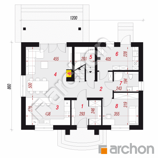 Проект будинку ARCHON+ Будинок в люцерні 7 План першого поверху