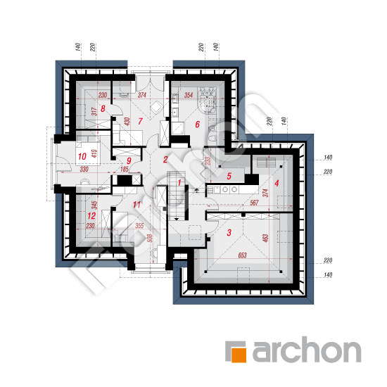 Проект дома ARCHON+ Дом в рукколе 5 (Г2Н) План мансандри