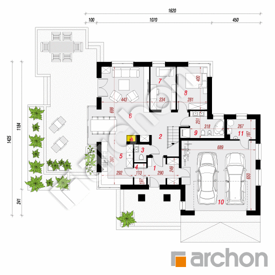 Проект будинку ARCHON+ Будинок в руколі 5 (Г2Н) План першого поверху