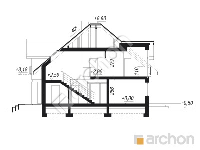 Проект дома ARCHON+ Дом в рукколе 5 (Г2Н) Розріз будинку
