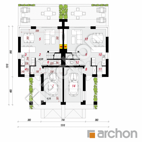 Проєкт будинку ARCHON+ Вілла Юлія 3 вер.3 План першого поверху