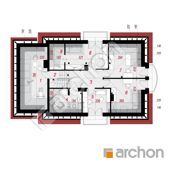 Проект будинку ARCHON+ Будинок в каллах вер.2 План мансандри