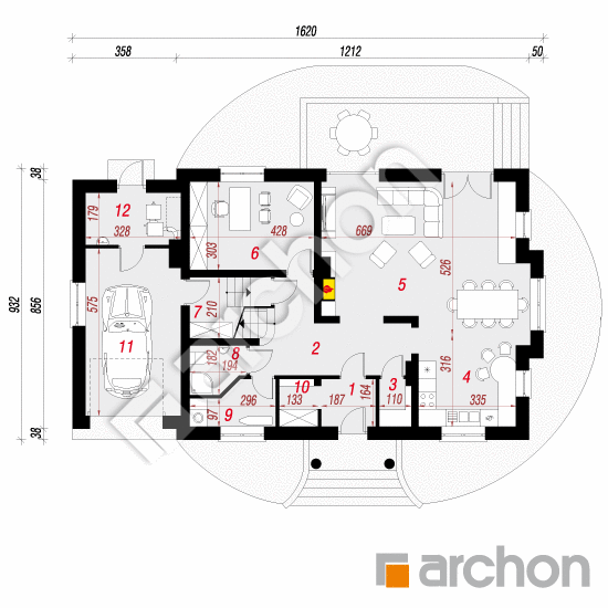 Проект дома ARCHON+ Дом в каллах вер.2 План першого поверху