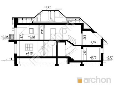 Проект дома ARCHON+ Дом в каллах вер.2 Розріз будинку