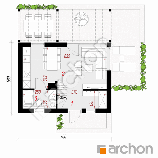 Проект дома ARCHON+ Летний домик над ручейком План першого поверху