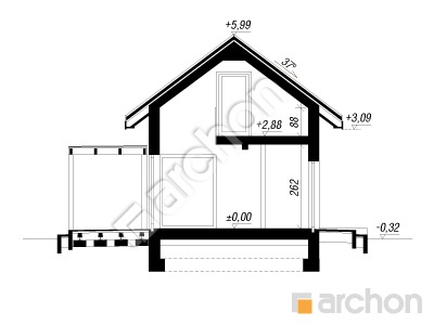 Проєкт будинку ARCHON+ Літній будиночок над потічком Розріз будинку