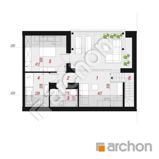 Проект дома ARCHON+ Дом в халезиях 6 (Р2С) вер.2 План мансандри