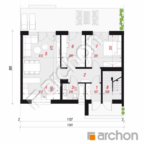 Проект дома ARCHON+ Дом в халезиях 6 (Р2С) вер.2 План першого поверху